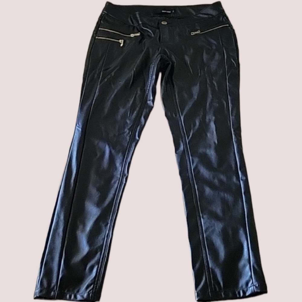 Tally Weijl Pleather Black Zipper Pants Size 40